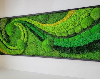 Preserved Reindeer Moss Wall Frame - Lime Green Moss – Artificial