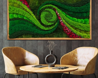 Moss Wall Frame, Botanical Interior Decor, Modern Home Art