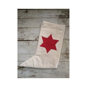 Star Stocking - 6.5&quot; x 12.5&quot; | Handmade by Me, Christmas Ornament, Accent, Christmas Home Decor, Vintage Piecing