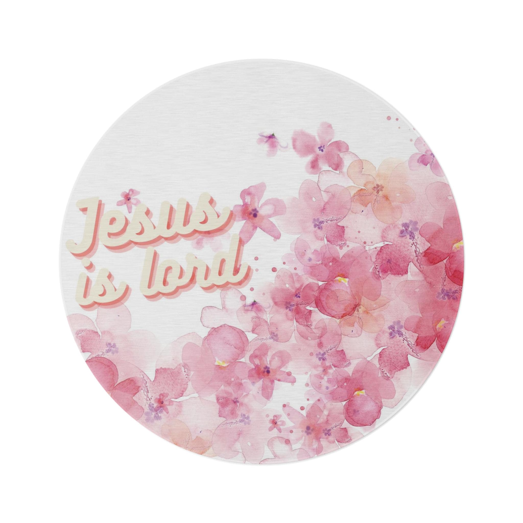 Floral Christian Round Rug: Jesus is Lord, Pink Flowers - Etsy