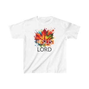 Colorful Jesus is Lord Kids Tee, Autumn T-Shirt, Religious Gift for Kids, Fall Apparel, Church Shirt, Christian Kidswear