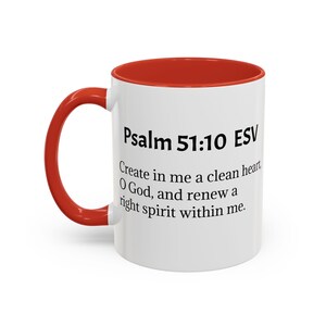 Inspirational Bible Verse Coffee Mug, Psalm 51:10 Verse Mug, Motivational Gift, Christian Faith Cup,