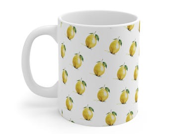 Whimsical Lemon Ceramic Mug | Citrus Kitchen Decor