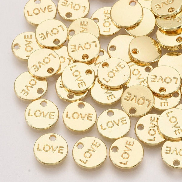 Tiny Love Coin Charm | Valentine's Day Charms | Word/Phrase Charms | Bulk Charms | Set of 5 Charms | Set of 10 Charms | Set of 20 Charms