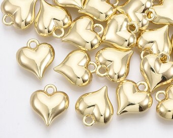 3D Gold Heart Charm | Valentine's Day Charms | Heart Charms | Bulk Charms | Set of 5 Charms | Set of 10 Charms | Set of 20 Charms