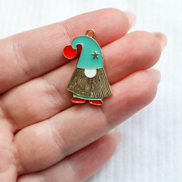 Enamel Christmas Gnome Charm | Christmas Charms | Bulk Charms | Set of 5 Charms | Set of 10 Charms | Set of 20 Charms