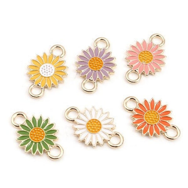 Enamel Daisy Connectors | Flower Connectors | Bulk Connectors | Set of 5 Connectors | Set of 10 Connectors | Set of 20 Connectors