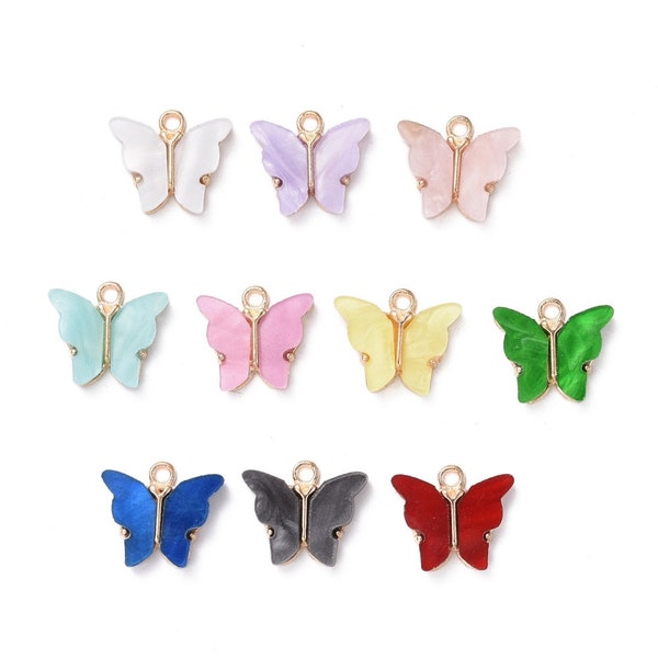 Gold Acrylic Butterfly Charm | Spring Charms | Butterfly Charms | Bulk Charms | Set of 5 Charms | Set of 10 Charms | Set of 20 Charms