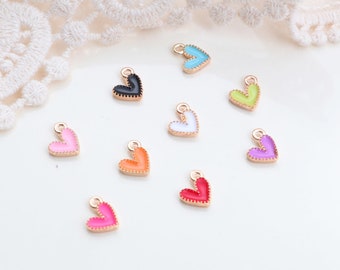 Tiny Enamel Heart Charm | Valentine's Day Charm | Heart Charms | Bulk Charms | Set of 5 Charms | Set of 10 Charms | Set of 20 Charms