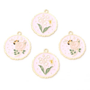 Pink Enamel Floral Charm | Spring Charms | Flower Charms | 5 Charms | 10 Charms | 20 Charms