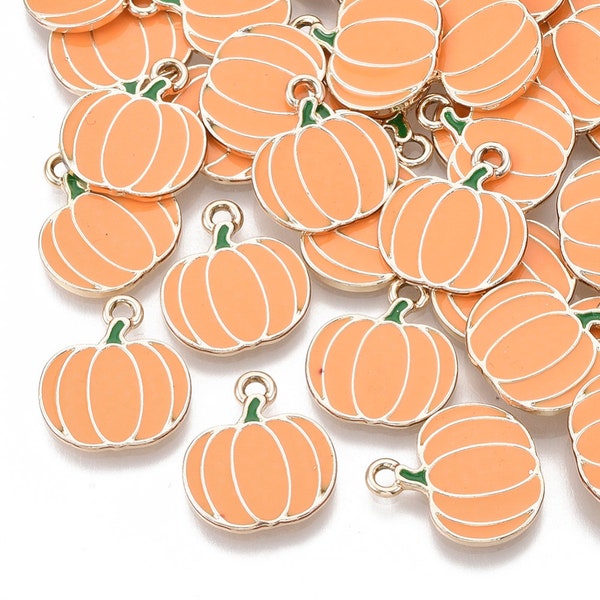 Enamel Pumpkin Charms | Halloween Charms | Fall Charms | Bulk Charms | Set of 5 Charms | Set of 10 Charms | Set of 20 Charms