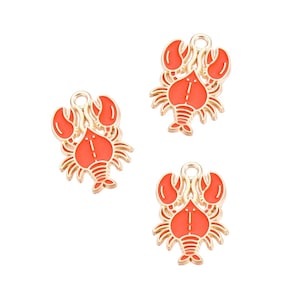 Gold Enamel Lobster Charm | Sea Creature Charms | Summer Charms | Ocean Charms | 5 Charms | 10 Charms | 20 Charms