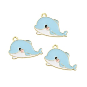 Gold Enamel Dolphin Charm | Summer Charms | Ocean Charms | Sea Animal Charms | 5 Charms | 10 Charms | 20 Charms