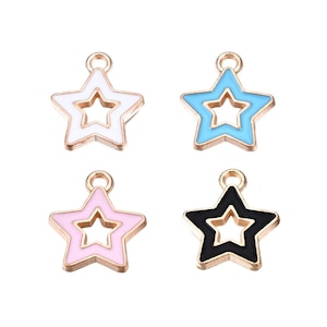 Gold Enamel Open Star Charm | Galaxy Charms | Celestial Charms | Star Charms | 5 Charms | 10 Charms | 20 Charms