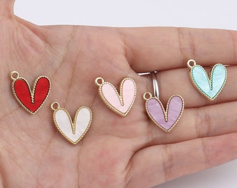 Gold Acrylic Heart Charm | Heart Charms | Bulk Charms | Set of 5 Charms | Set of 10 Charms | Set of 20 Charms