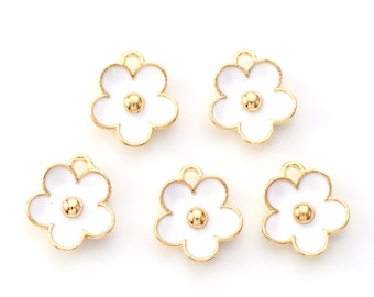 Simple Enamel Flower Charm | Flower Charms | Enamel Charms | Bulk Charms | Set of 5 Charms | Set of 10 Charms | Set of 20 Charms