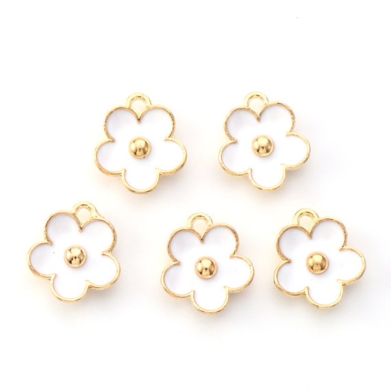 Simple Enamel Flower Charm Flower Charms Enamel Charms Bulk Charms Set of 5  Charms Set of 10 Charms Set of 20 Charms 