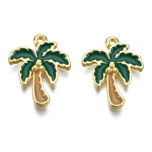 Enamel Palm Tree Charm | Tropical Charms | Summer Charms | Bulk Charms | Set of 5 Charms | Set of 10 Charms | Set of 20 Charms