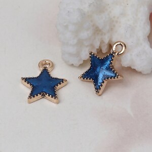 Gold Enamel Star Charms | Galaxy Charms | Celestial Charms | 5 Charms | 10 Charms | 20 Charms