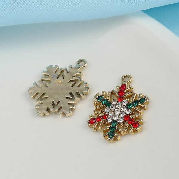 Rhinestone Snowflake Charms | Snowflake Charms | Christmas Charms | Bulk Charms | Set of 5 Charms | Set of 10 Charms | Set of 20 Charms