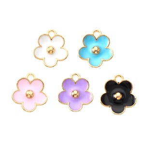Simple Enamel Flower Charm | Spring Charms | Flower Charms | 5 Charms | 10 Charms | 20 Charms