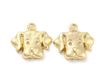 Small Gold-Plated Dog Head Charm | Animal Charms | Pet Charms