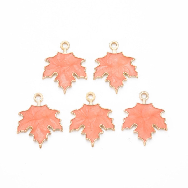 Enamel Maple Leaf Charm | Fall Charms | Leaf Charms | Bulk Charms | Set of 5 Charms | Set of 10 Charms | Set of 20 Charms