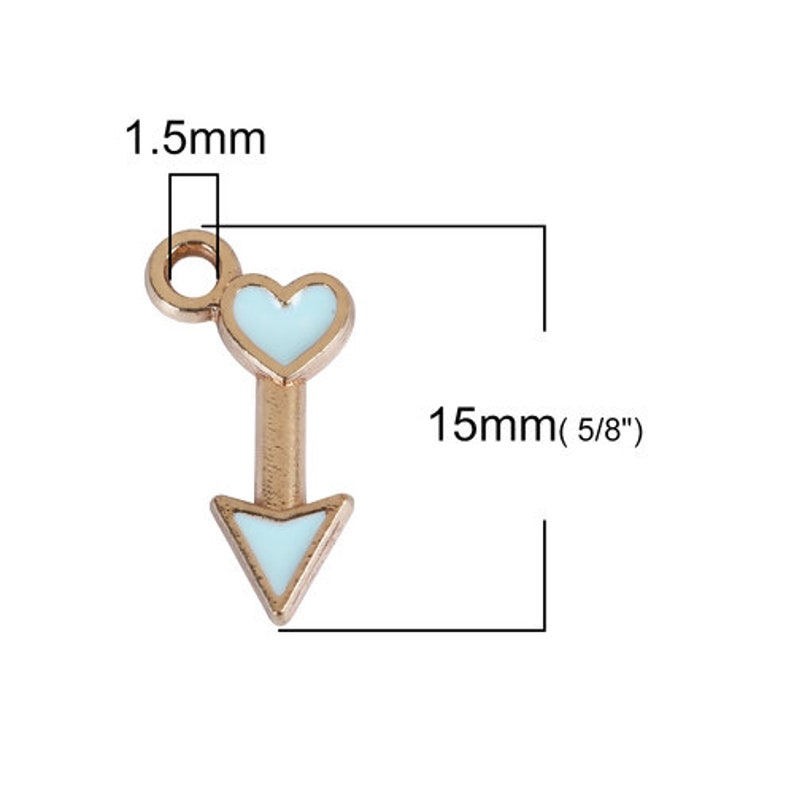 Set of 5 Charms Valentine/'s Day Charms Enamel Heart Arrow Charm Set of 10 Charms Bulk Charms Heart Charms Set of 20 Charms
