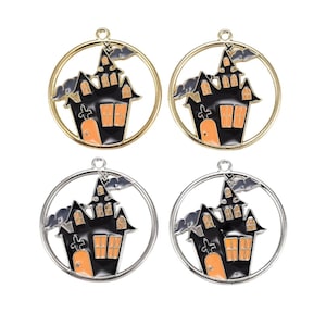 Enamel Haunted House Charm | Halloween Charms | 5 Charms | 10 Charms | 20 Charms
