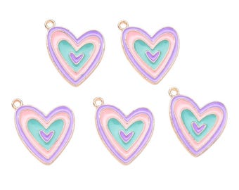 Gold Multicolor Emaille Herz Anhänger | Valentinstag Charms | Herz Charms | 5 Anhänger | 10 Anhänger | 20 Anhänger