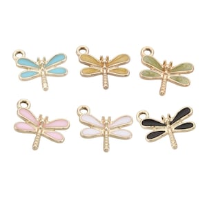 Gold-Plated Enamel Dragonfly Charm | Spring Charms | Dragonfly Charms | 5 Charms | 10 Charms | 20 Charms