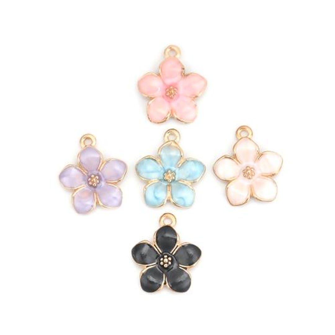 Spring Charm Gold Enamel Flower Charm | Spring Charms | Floral Charms - Etsy