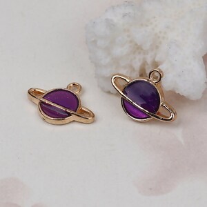 Gold-Plated Enamel Planet Charms | Galaxy Charms | Celestial Charms | 5 Charms | 10 Charms | 20 Charms