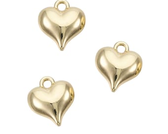 3D Gold Heart Charm | Valentine's Day Charms | Heart Charms