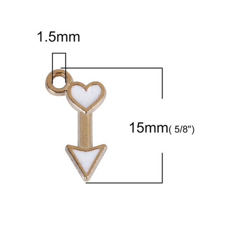 Set of 5 Charms Valentine/'s Day Charms Enamel Heart Arrow Charm Set of 10 Charms Bulk Charms Heart Charms Set of 20 Charms