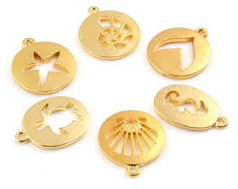 Gold-Plated Ocean Themed Cut-Out Charms | Summer Charms | Ocean Charms