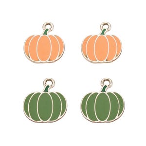 Gold Enamel Pumpkin Charm | Autumn Charms | Fall Charms | Pumpkin Charms | 5 Charms | 10 Charms | 20 Charms
