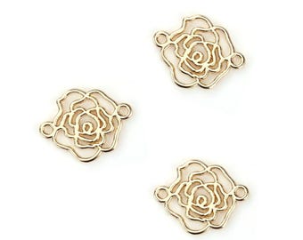 Gold-Plated Rose Connector | Spring Connectors | Flower Connectors