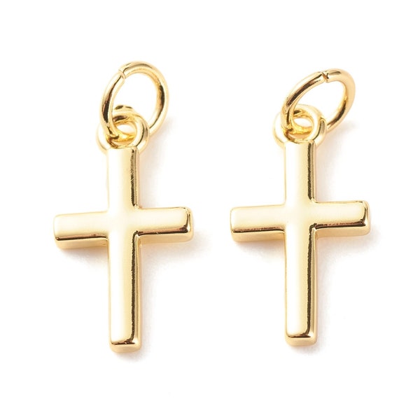 Small 18K Gold-Plated Cross Charm | Easter Charms | Religious Charms | Set of 1 Charms | Set of 3 Charms | Set of 5 Charms