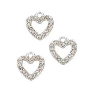 Silver Rhinestone Heart Charm | Valentine's Day Charms | Heart Charms