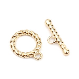 16K Real Gold-Plated Textured Toggle Set | Bracelet Toggles | Bulk Jewelry Findings | Set of 5 Toggles | Set of 10 Toggles