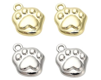 Petite breloque empreinte de pattes 3D recto-verso | Breloques animaux | Charmes pour animaux de compagnie
