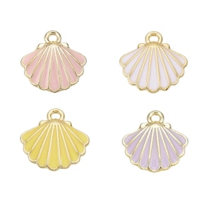 Small Enamel Scallop Shell Charm | Summer Charms | Ocean Charms | Shell Charms | 5 Charms | 10 Charms | 20 Charms