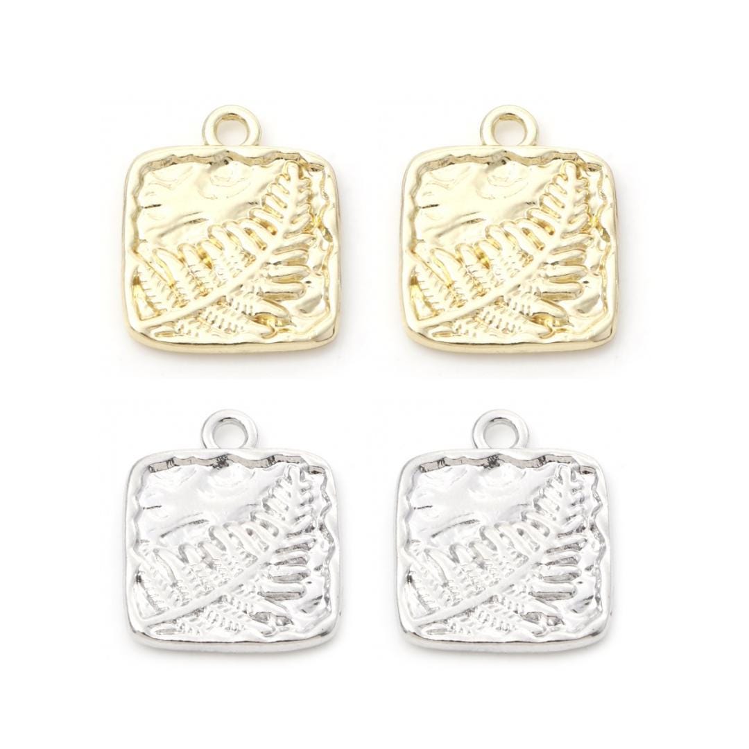 Spring Charm Double-sided Square Fern Charm | Spring Charms | Nature Charms | Plant ...