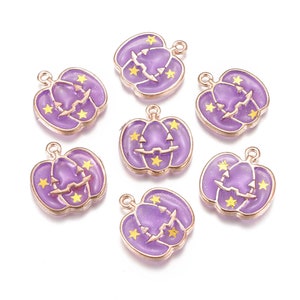 Enamel Jack-O-Lantern with Glitter Charms | Halloween Charms | Bulk Charms | Set of 5 Charms | Set of 10 Charms