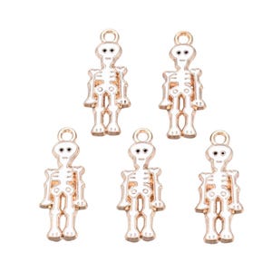 Gold Enamel Skeleton Charm | Halloween Charms | Holiday Charms
