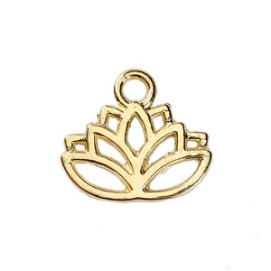 Gold Lotus Flower Charm | Flower Charms | 5 Charms | 10 Charms | 20 Charms