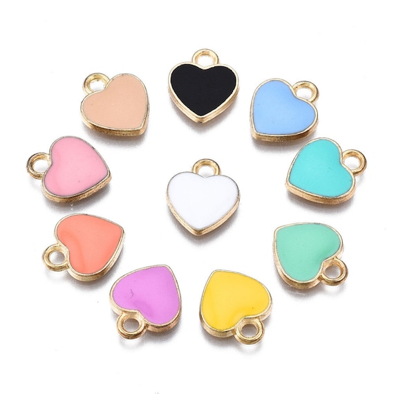 2/6 Heart Connector Charm, Valentines Charms, Heart Charms for