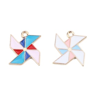 Gold Enamel Pinwheel Charm | Symbol Charms |  Pinwheel Charms | 5 Charms | 10 Charms | 20 Charms