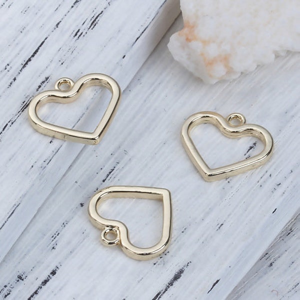 Gold Heart Charm | Valentine's Day Charms | Heart Charms | Bulk Charms | Set of 5 Charms | Set of 10 Charms | Set of 20 Charms